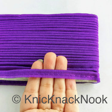 2mm Flanged Insertion Piping on 9mm Band, Violet Purple Art Silk Fabric Trim, Cord piping Trim